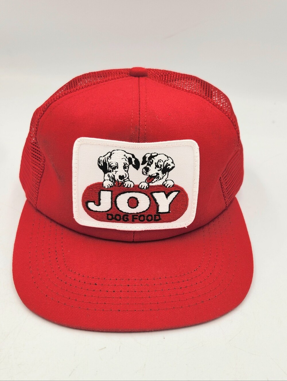 Joy Dog Food Trucker Hat Snap Back Red White Mesh Wide Bill USA Foam Front Cap